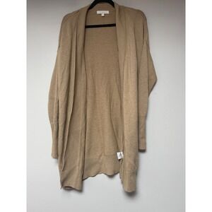 Etcetera Cardigan Womens M Tan Wool Blend Open Front Longline Ribbed EXCELLENT